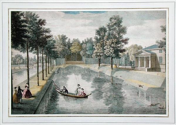 The Water Gardens at Chiswick House, London, ca. 1728-30 (fargegravering) (se også 18868, 176475) av Pieter Andreas after Rysbrack