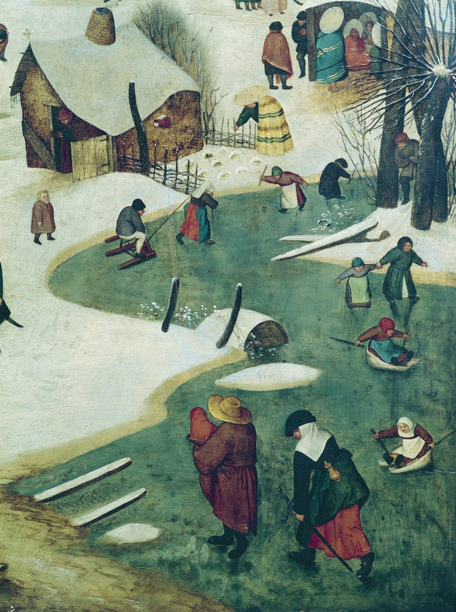 Barn som leker på den frosne elven, detalj fra folketellingen i Betlehem av Pieter Bruegel the Elder