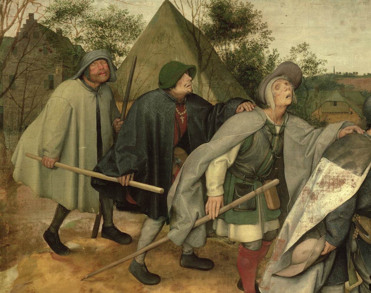 Parable of the Blind, detalj av tre blinde menn, 1568 (detalj av 29163) av Pieter Bruegel the Elder
