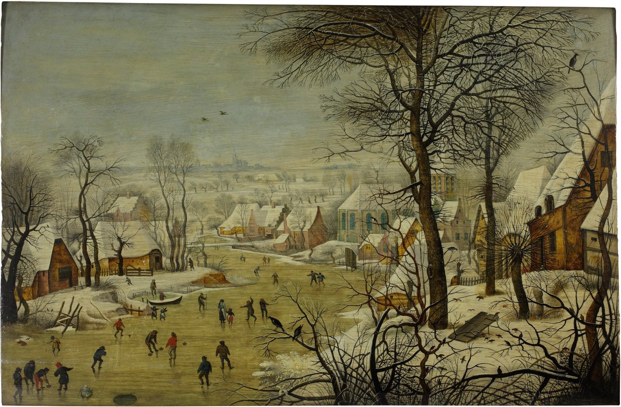 Vinterlandskap med fuglefelle av Pieter Brueghel the Younger