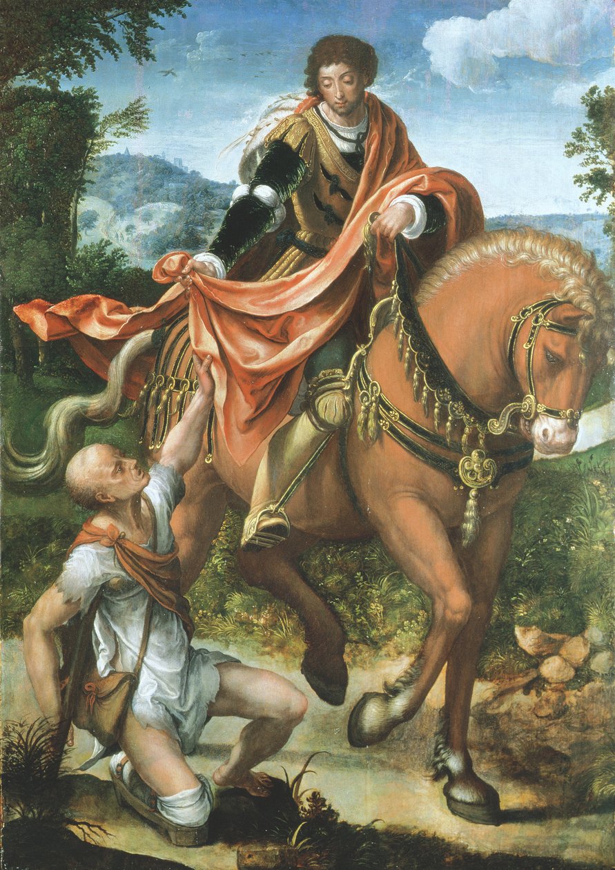 Saint Martin deler kappen sin av Pieter Coecke van Aelst