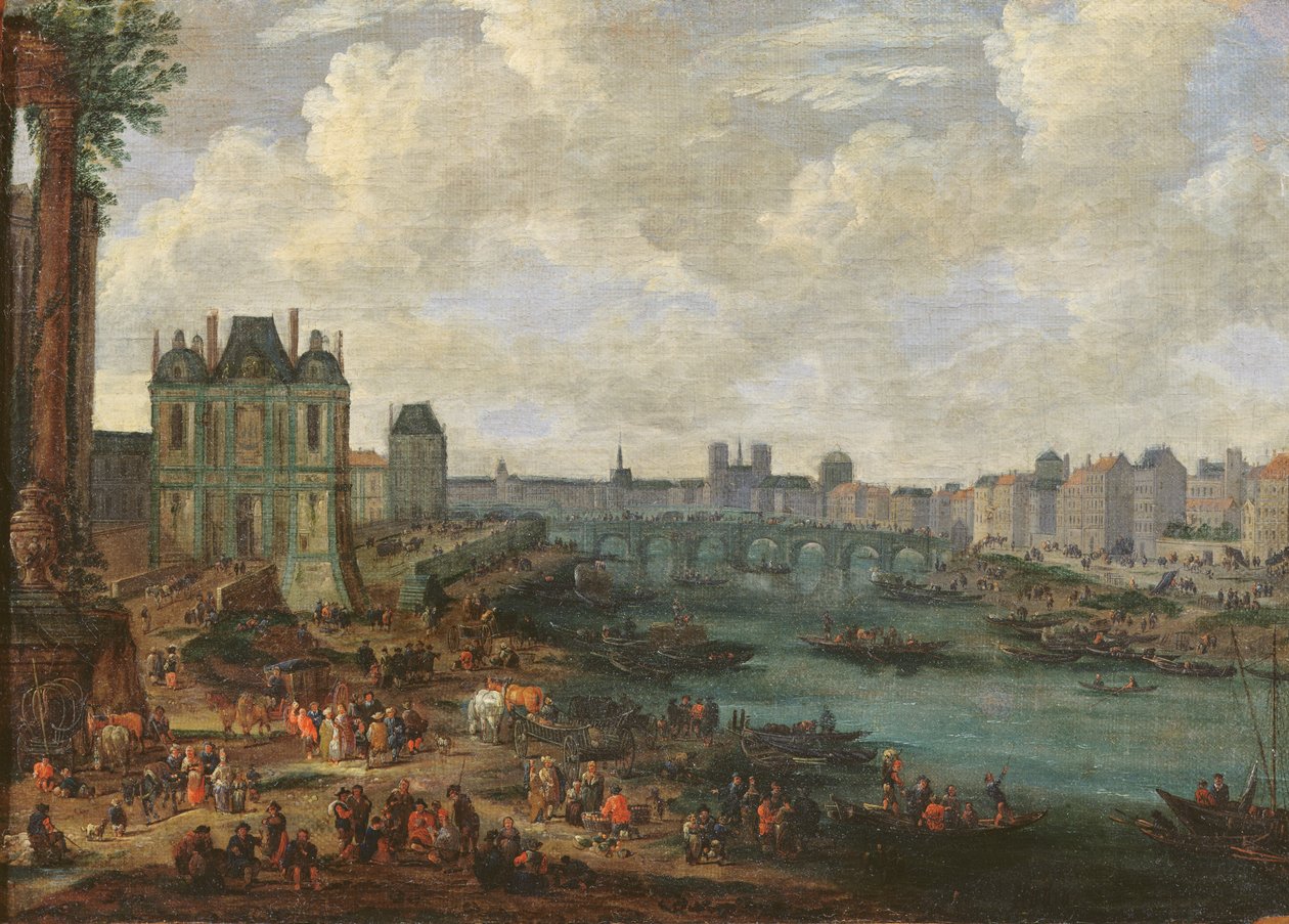 Seinen og La Porte de la Conférence, ca. 1689 av Pieter, I Casteels