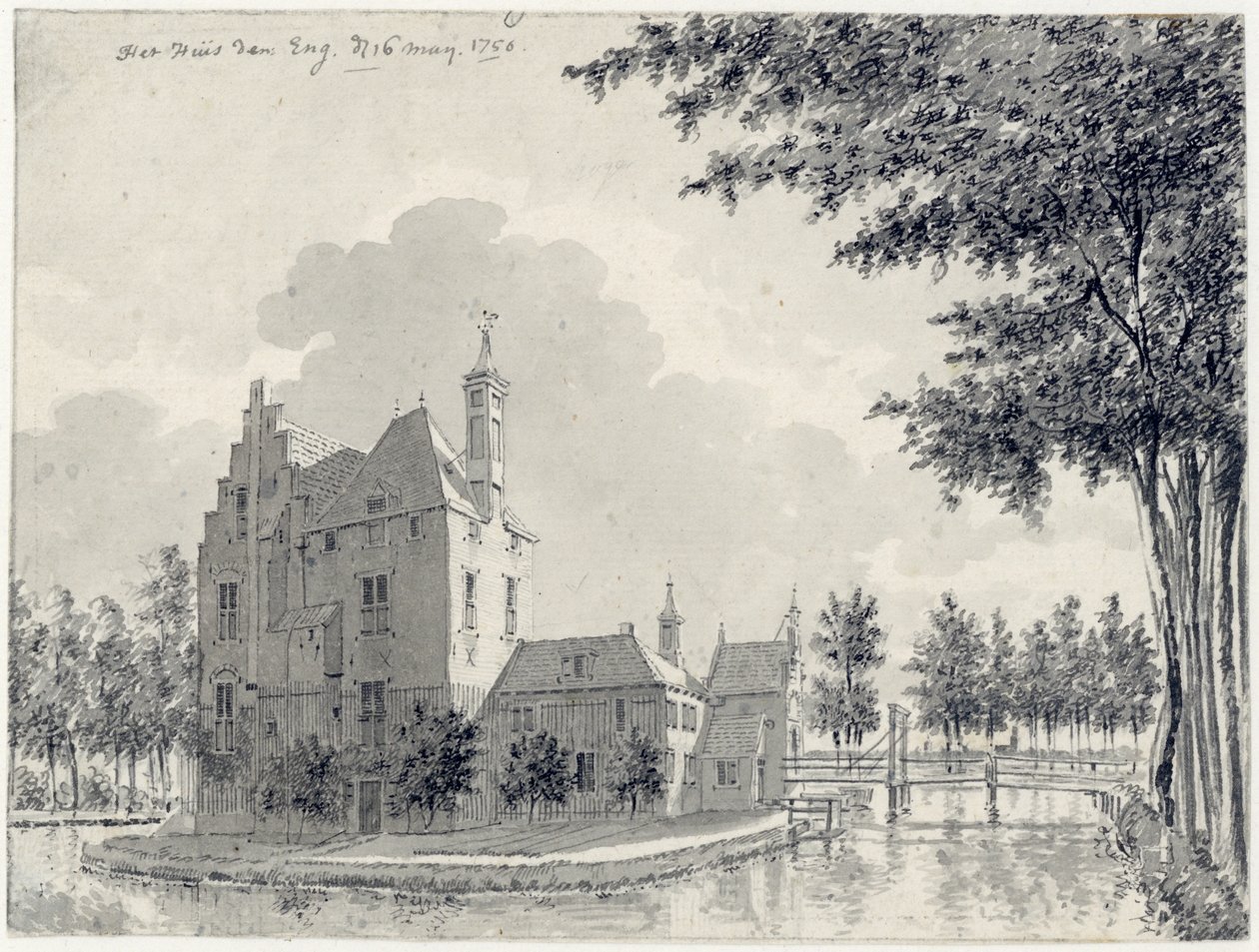 Utsikt over slottet Den Engh ved Vleuten av Pieter Jan van Liender