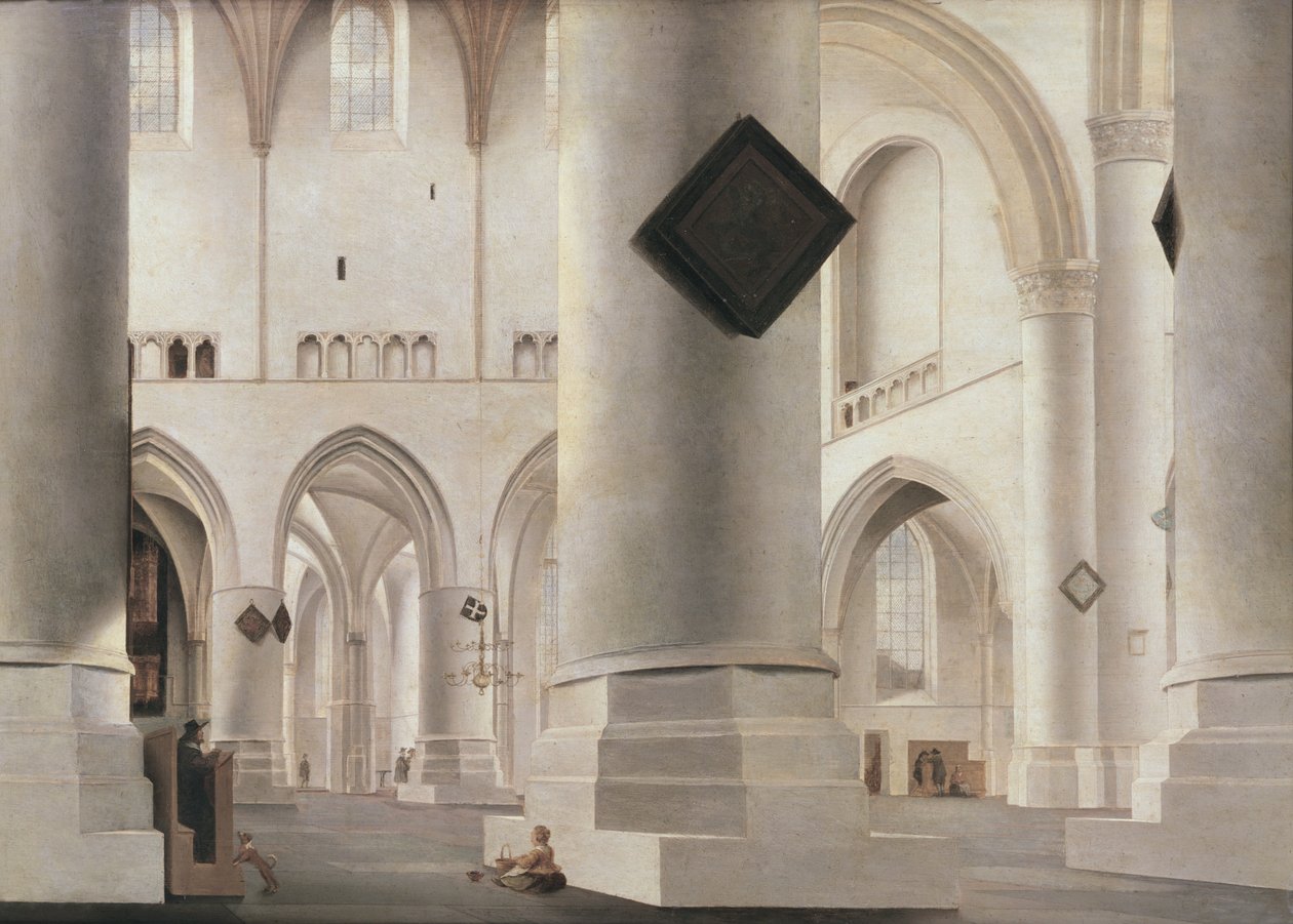 Interiør av Grote Kerk, Amsterdam, ca. 1637 (olje på tre) av Pieter Janszoon Saenredam