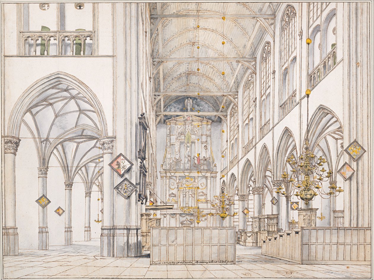 Interiøret i St. Lawrence kirke (Groote Kerk eller Great Church) i Alkmaar, 1661 av Pieter Janszoon Saenredam