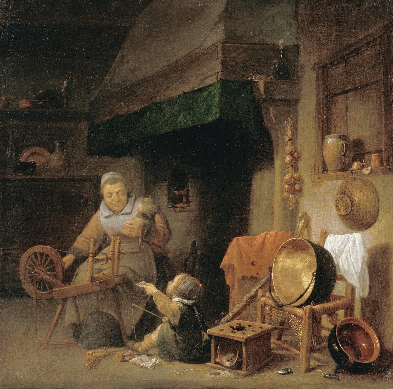 Kvinne som snurrer av Pieter de Nys
