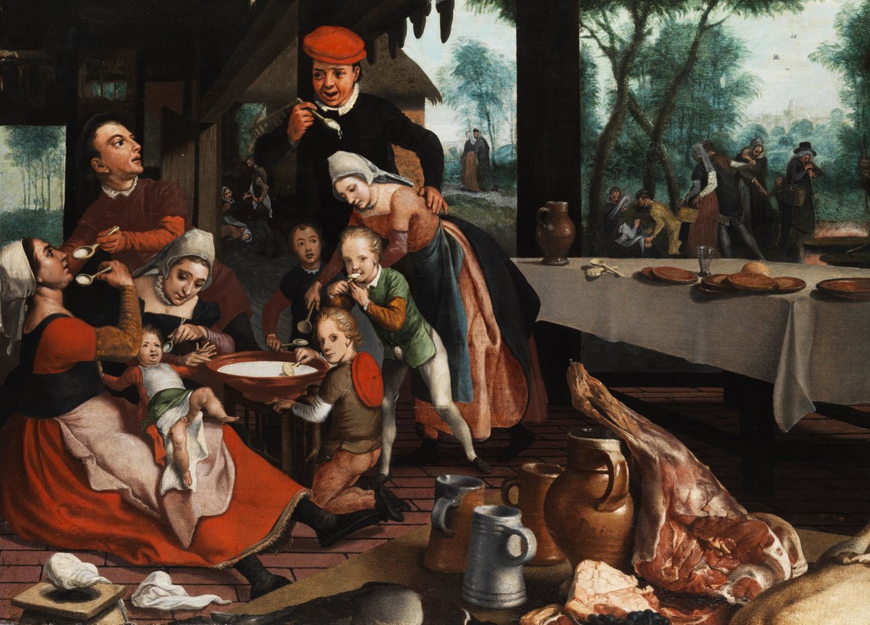 Familie spiser sammen av Pieter Pietersz the Elder
