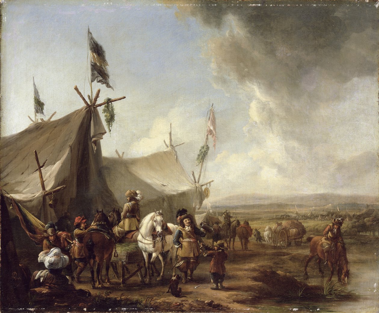 Foran Markedsteltet av Pieter Wouwermans or Wouwerman