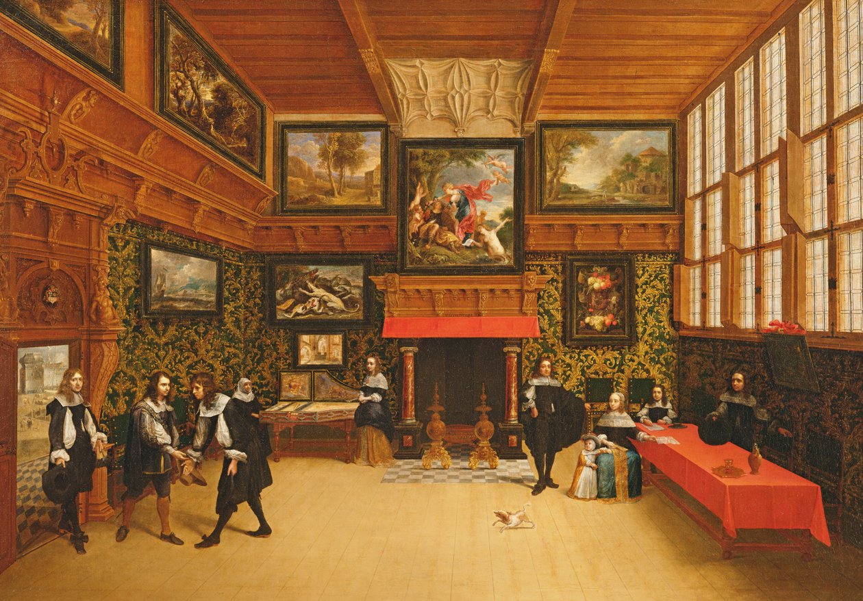 En gentleman som mottar en besøkende, 1650 av Pieter and Coques, Gonzales Neefs II