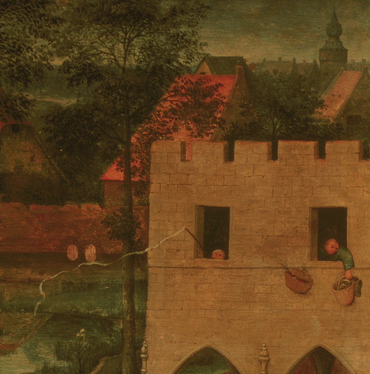 Barnespill, detalj i den øverste delen, 1560 av Pieter Bruegel the Elder