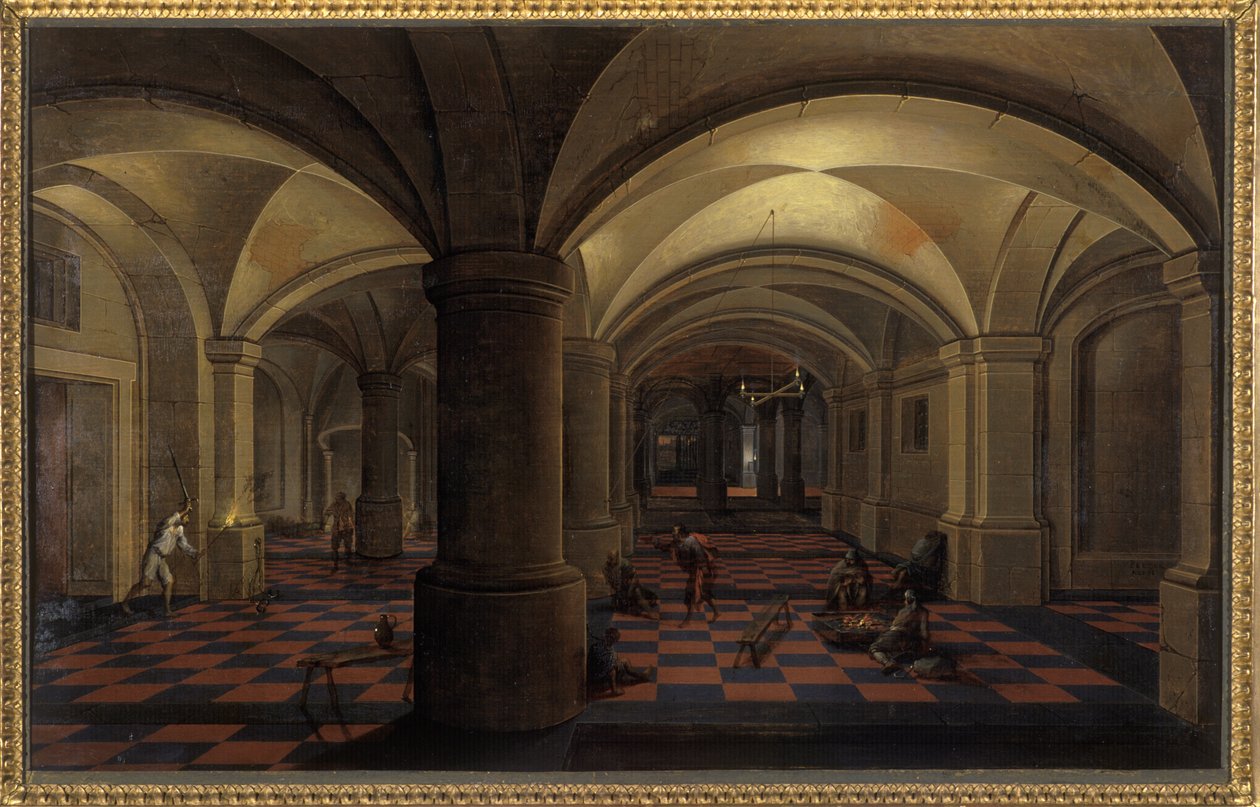 Hvelvet interiør med figurer av Pieter the Elder Neeffs