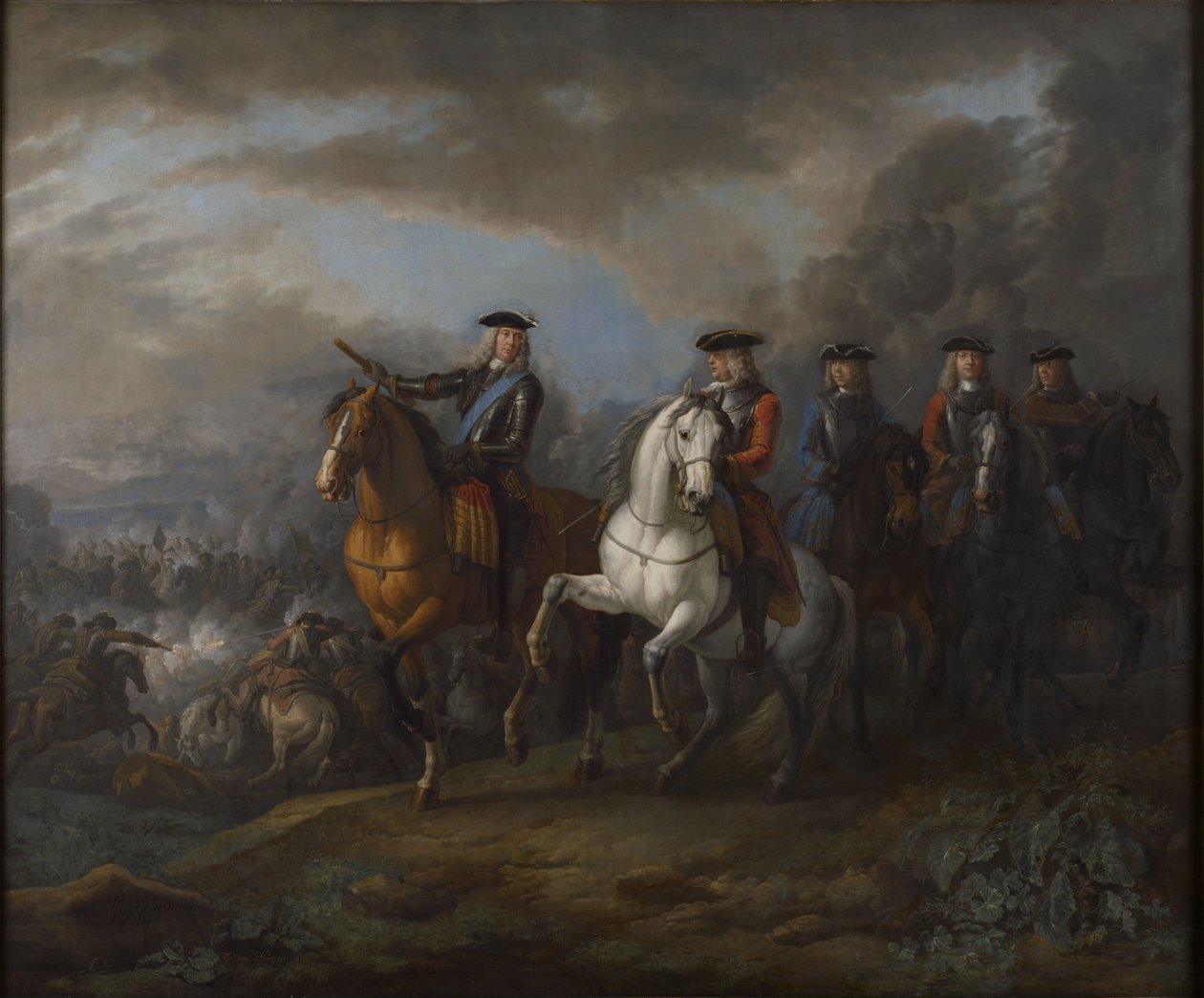 Portrett av hertugen av Marlborough og jarlen av Cadogan, britisk general, på Blenheim av Pieter van Bloemen