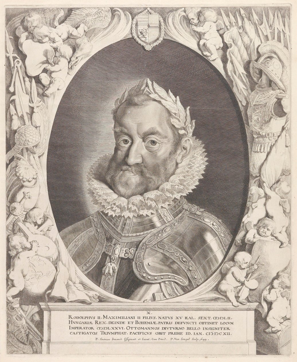 Portrett av keiseren Rudolph II med en laurbærkrans av Pieter van Sompel
