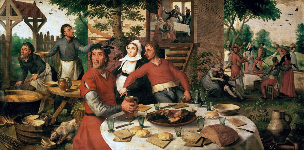 Fete villageoise - Landsbyfestival - Pieter Aertsen (1508-1575). olje på tre av Pieter Aertsen
