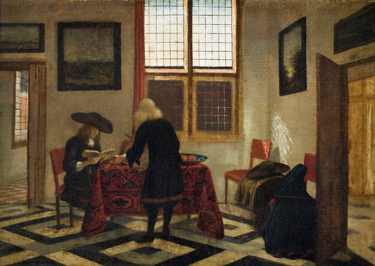 Interiørscene - Maleri av Pieter Janssens Elinga (1623-1682) - Olje på lerret - 41,5x58 - Hallwyl Museum, Stockholm av Pieter Janssens