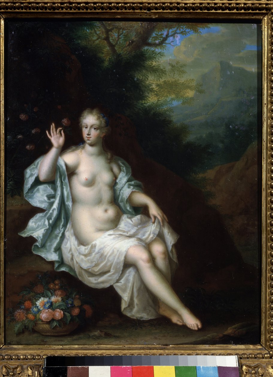 ""Portrait Of The Nymph Flore"" (Flora) Maleri av Pieter Born (Borm) (1650-1682) Private samlinger fra 1600-tallet av Pushkin-museet, Moskva av Pieter Borm
