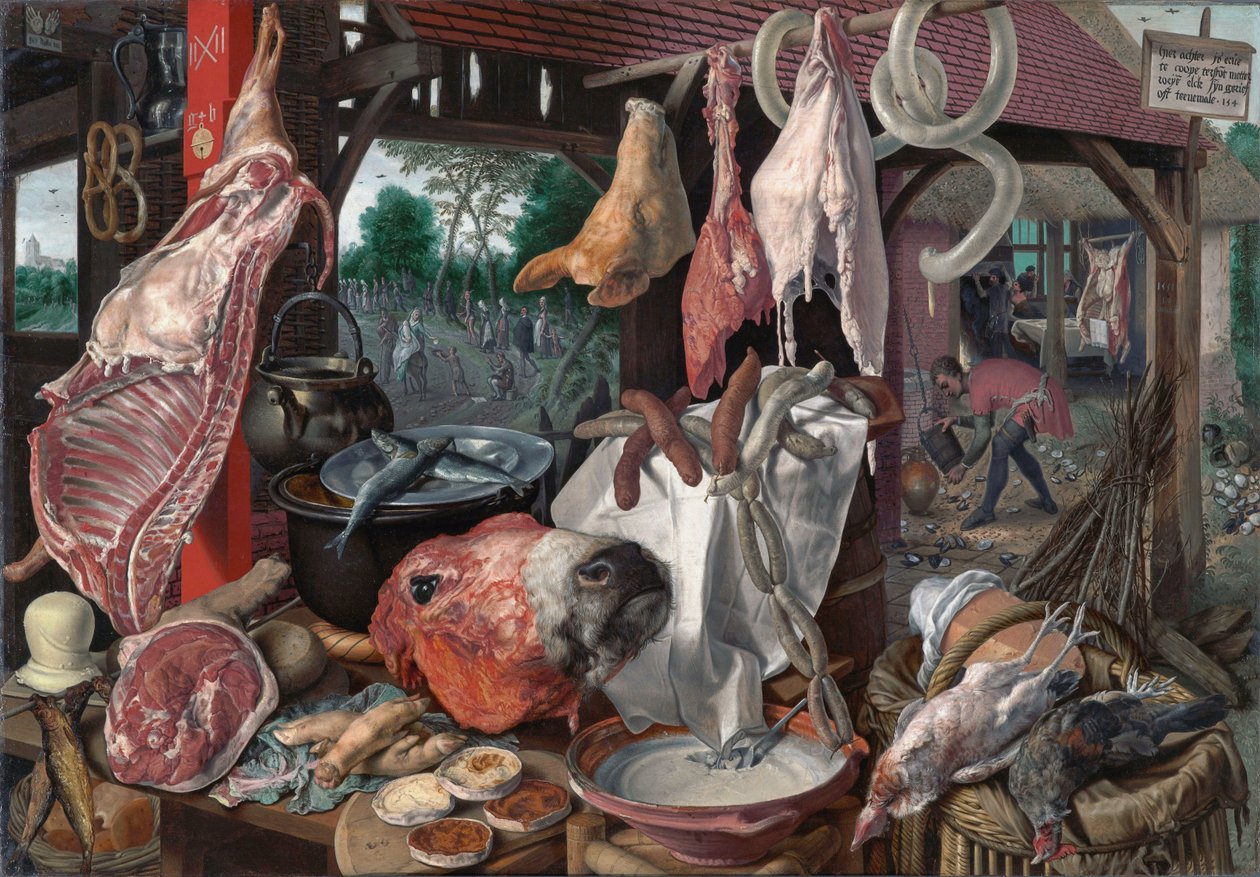 Slakterbutikk med fly til Egypt av Pieter Aertsen