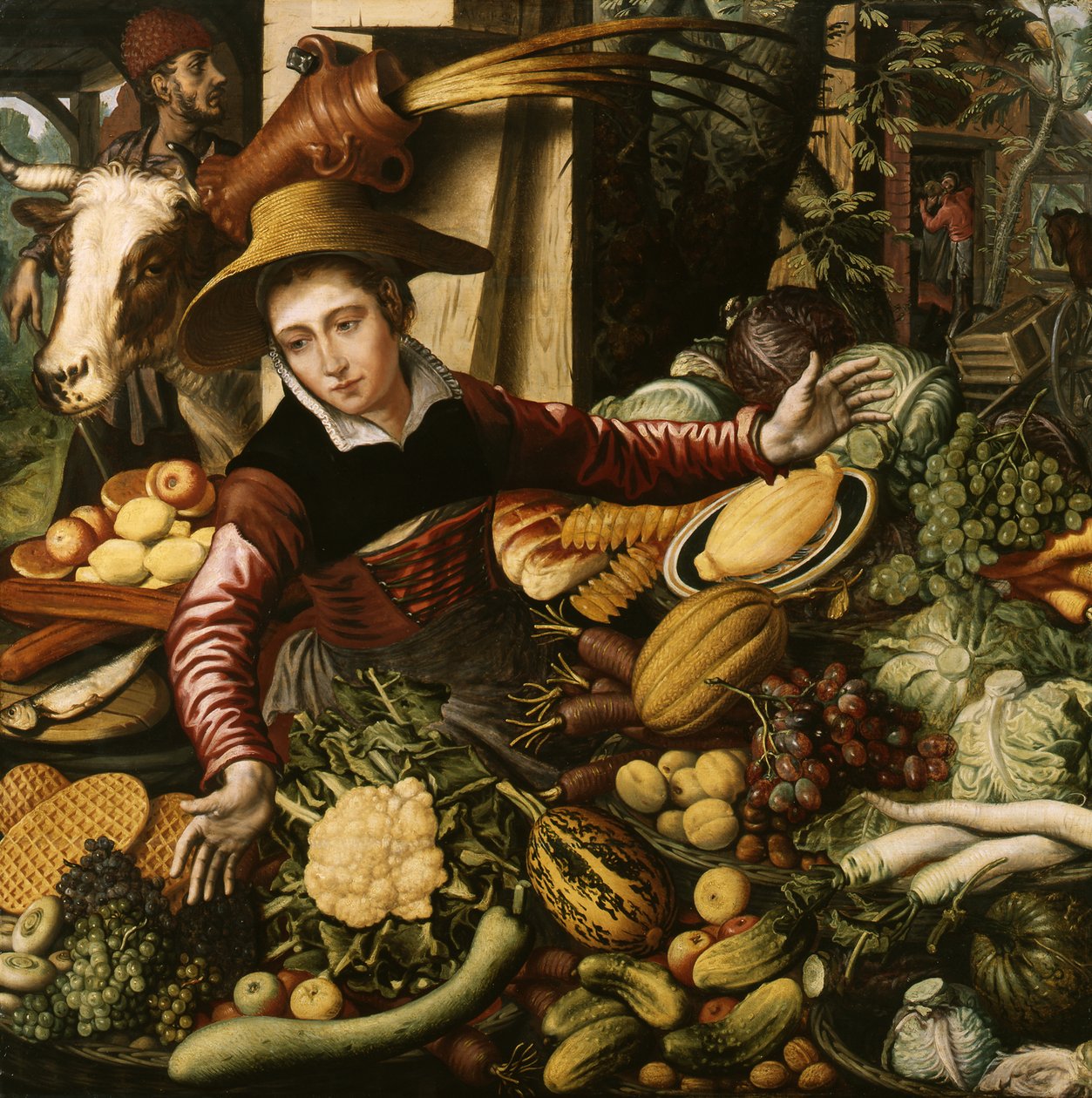 Markedskvinne ved en grønnsaksbod av Pieter Aertsen