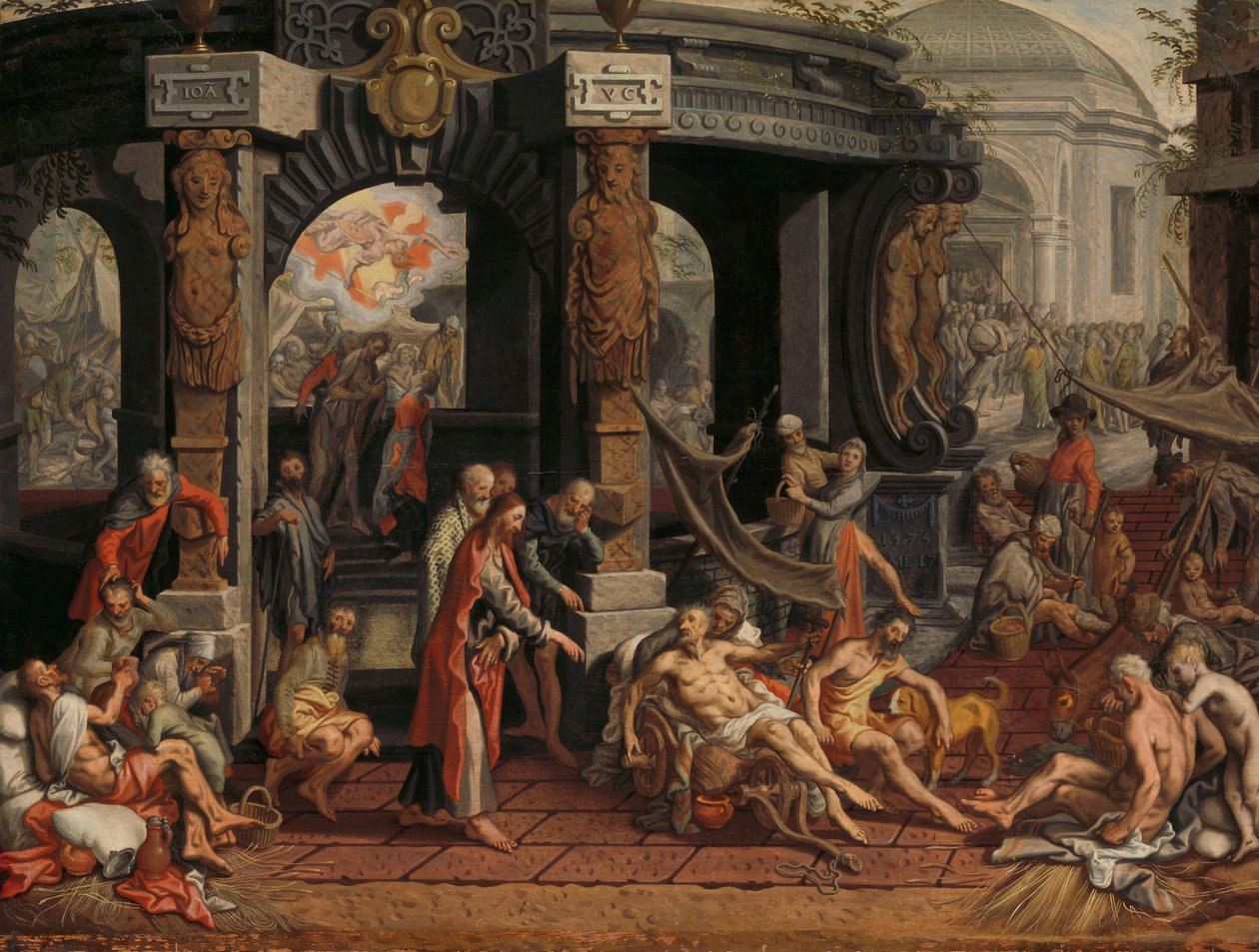 Helbredelsen av den lamme, Bethesda-bassenget av Pieter Aertsen