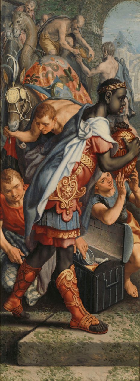 Vinge av en altertavle med tilbedelse av magiene, på baksiden er Presentasjon i tempelet av Pieter Aertsen