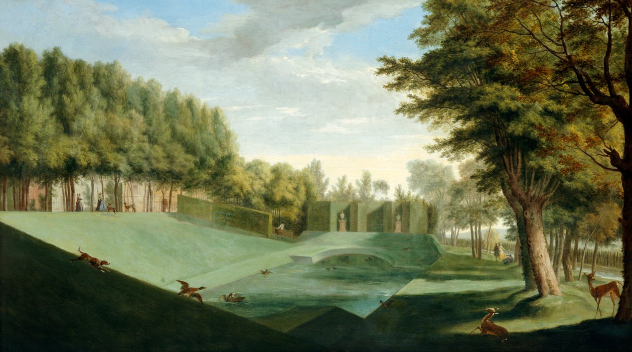 Chiswick House: The Southern Pond, ca. 1729-31 (olje på lerret) av Pieter Andreas Rysbrack
