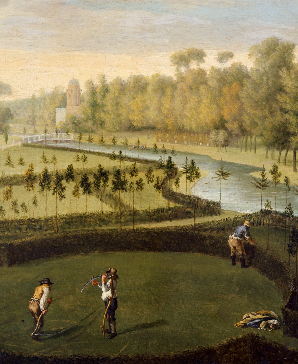 The Gardens at Chiswick House from the West (detalj av 369420) (olje på panel) av Pieter Andreas Rysbrack