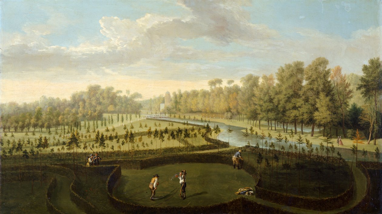 The Gardens at Chiswick House from the West (olje på panel) av Pieter Andreas Rysbrack