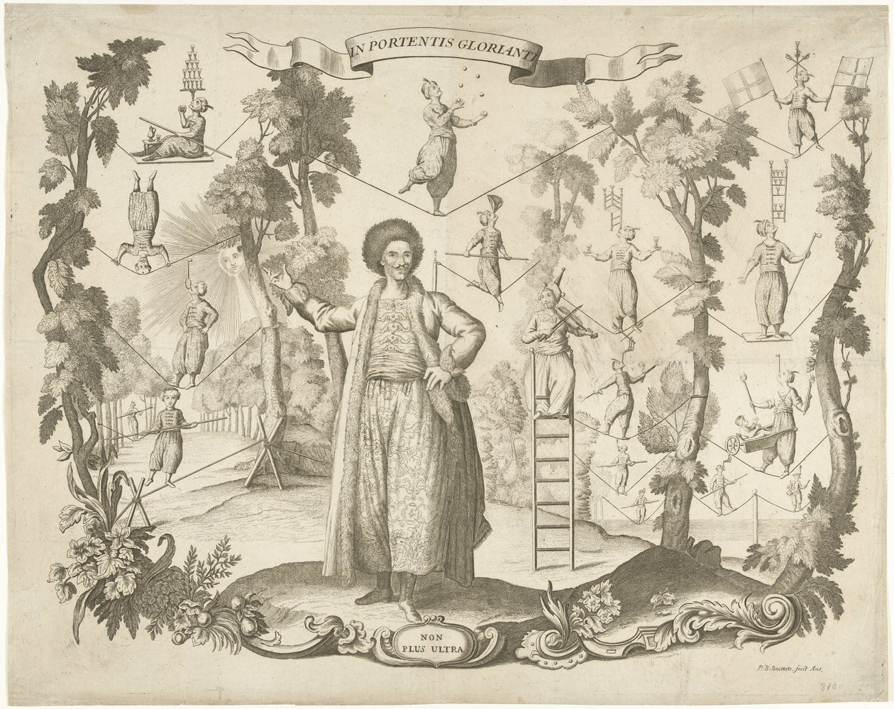 Akrobater og turgåere av Pieter Balthasar Bouttats