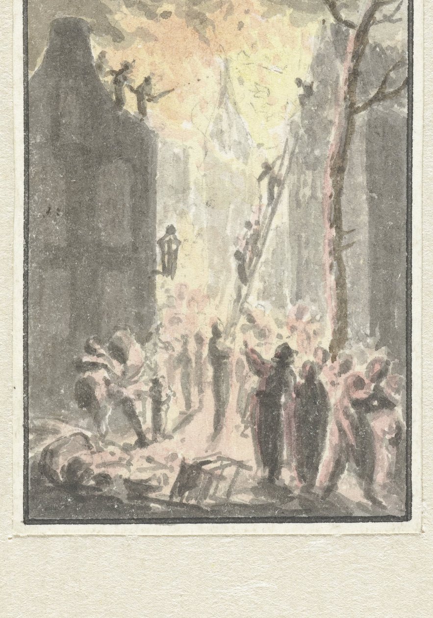 Brann i et hus av Pieter Bartholomeusz. Barbiers