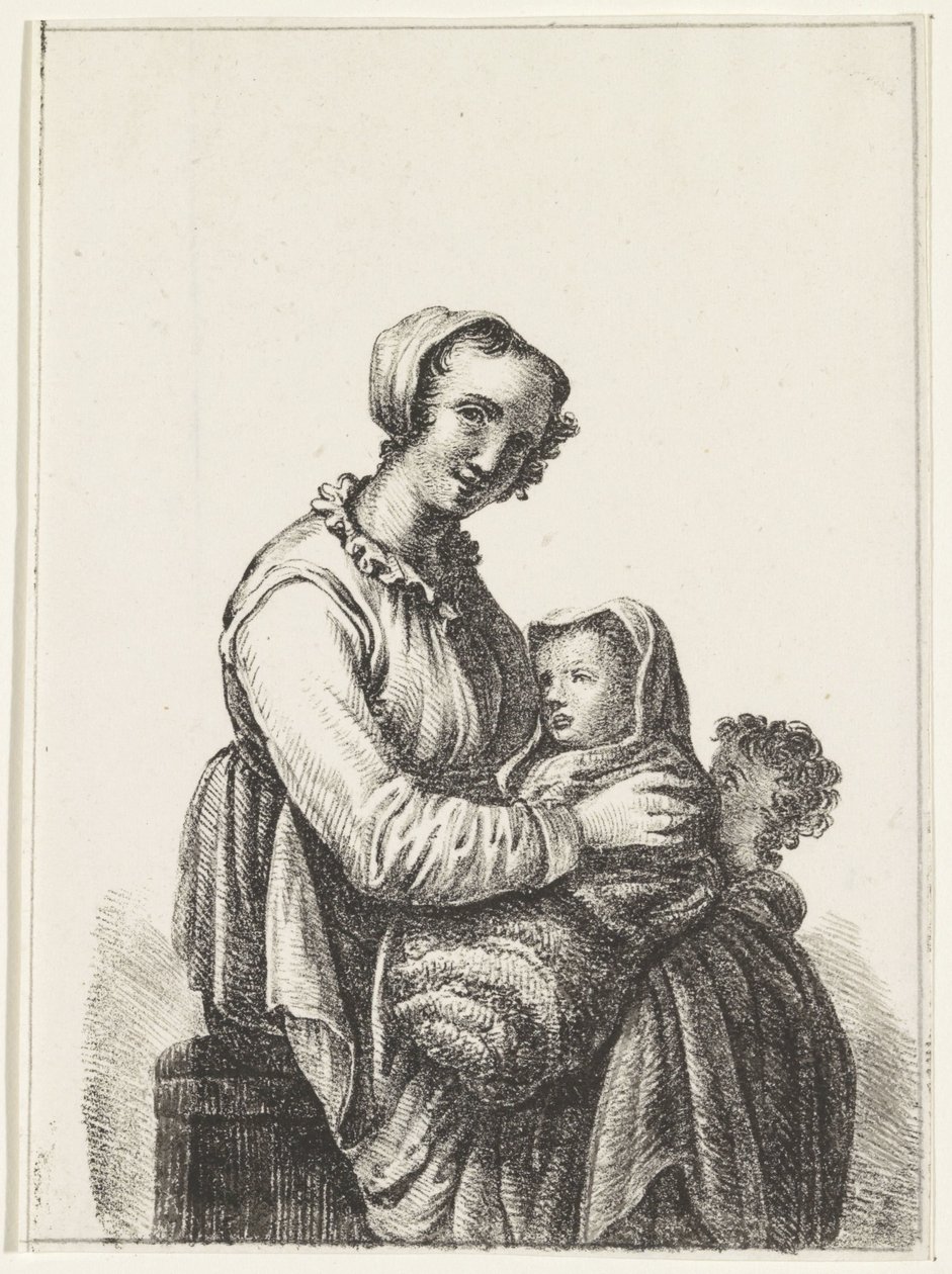 Mor med baby og småbarn av Pieter Bartholomeusz. Barbiers