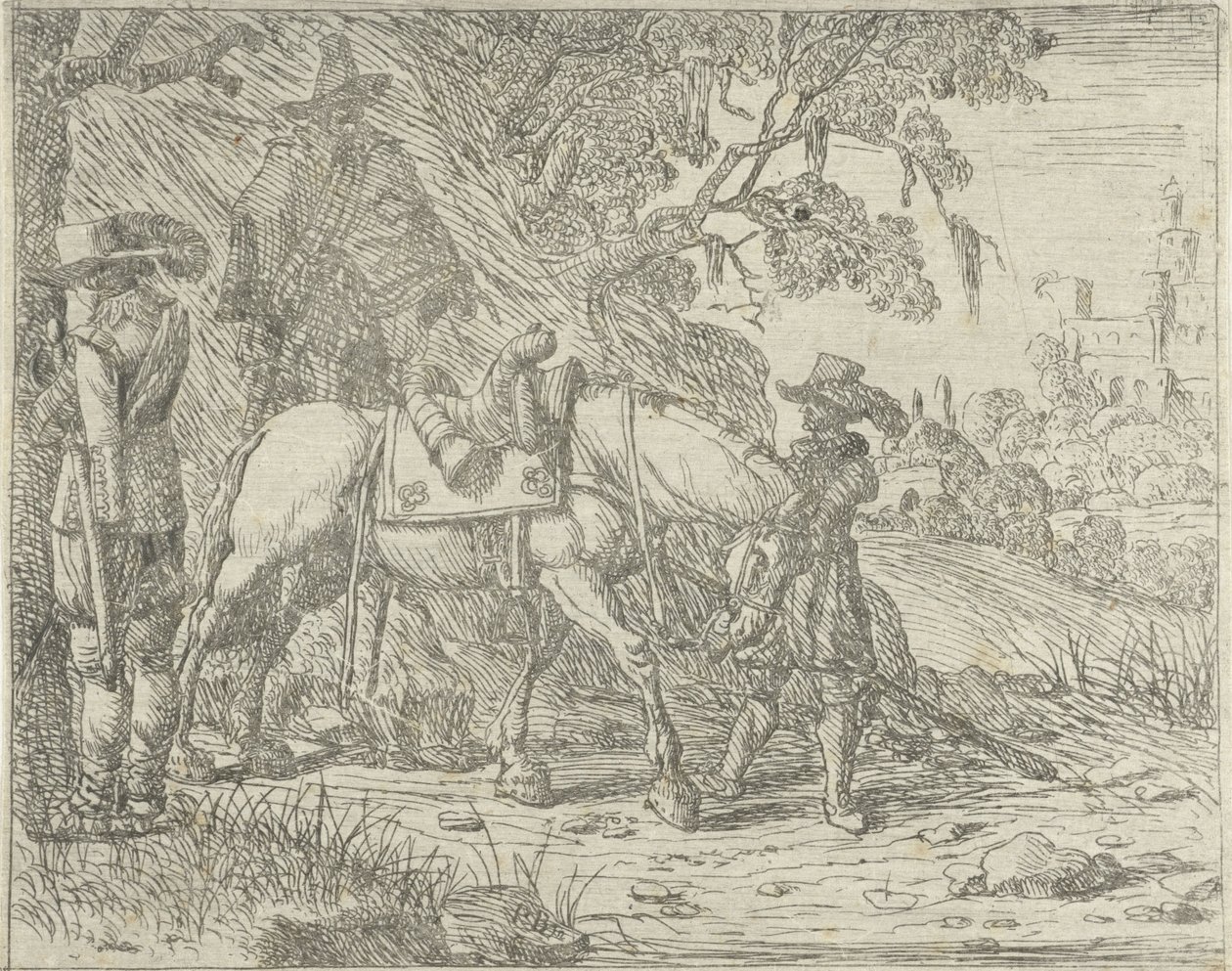 Salet hest med soldater av Pieter Bodding van Laer