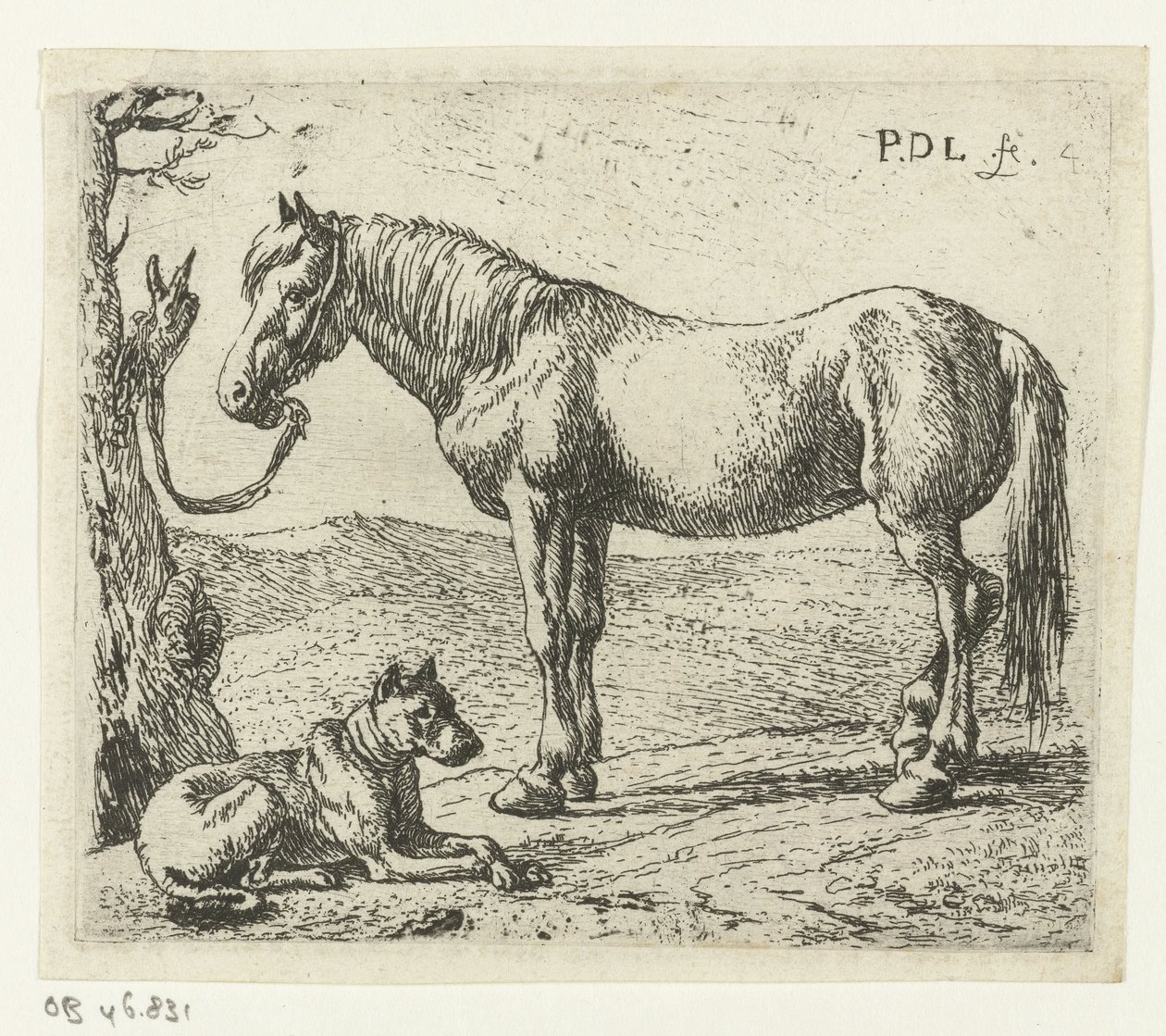 Hest og hund på en eng Hester (serietittel) av Pieter Bodding van Laer