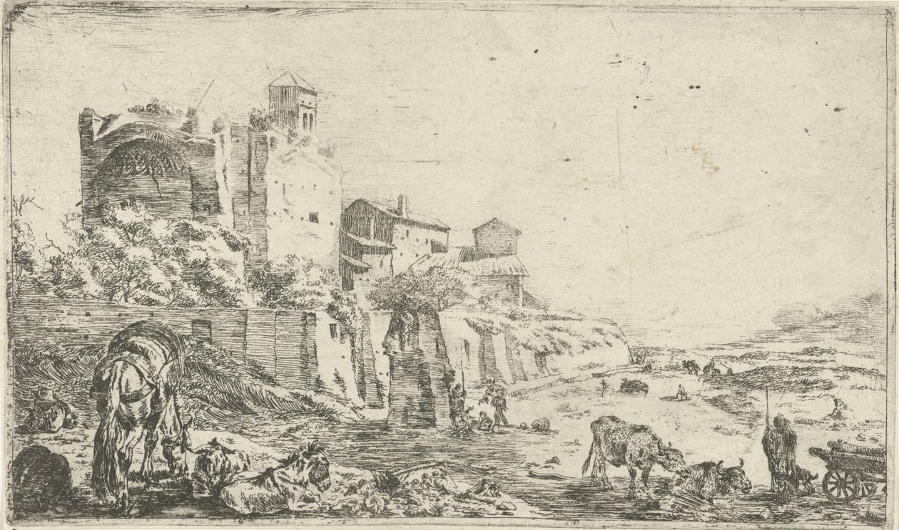 Ruinene av Venus- og Roma-tempelet av Pieter Bodding van Laer