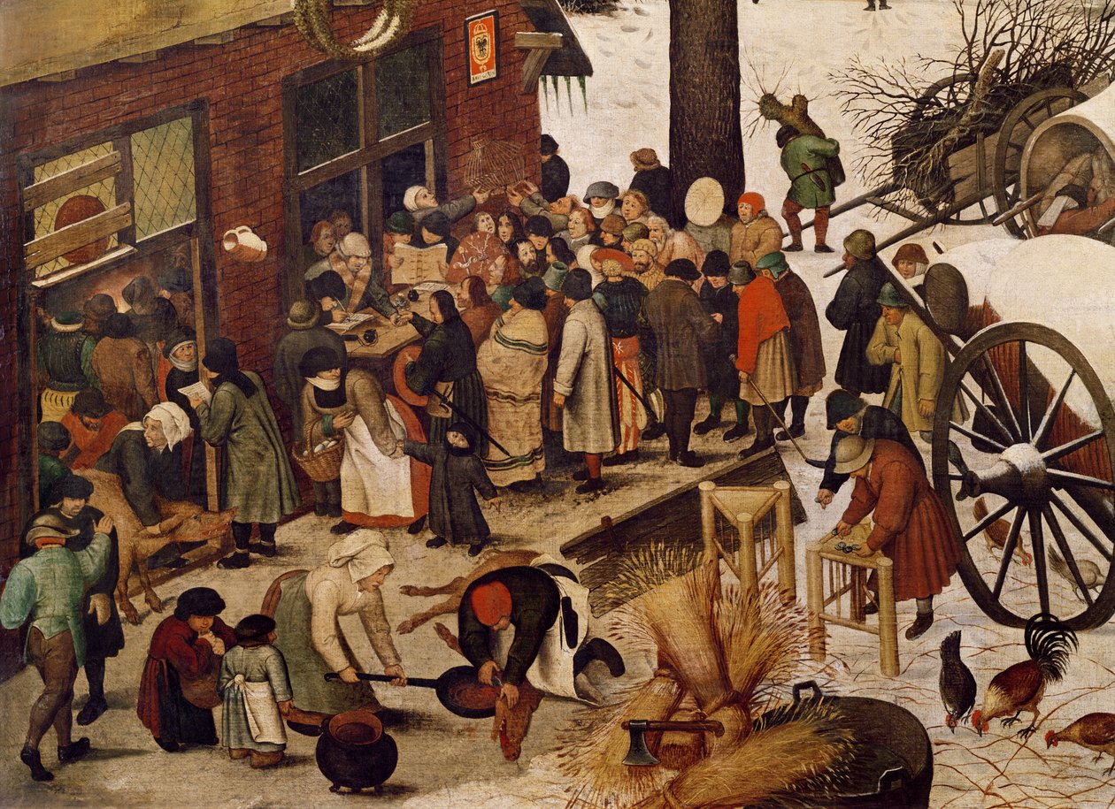 Folketellingen i Betlehem, detalj av folketellingskontoret av Pieter Bruegel the Elder