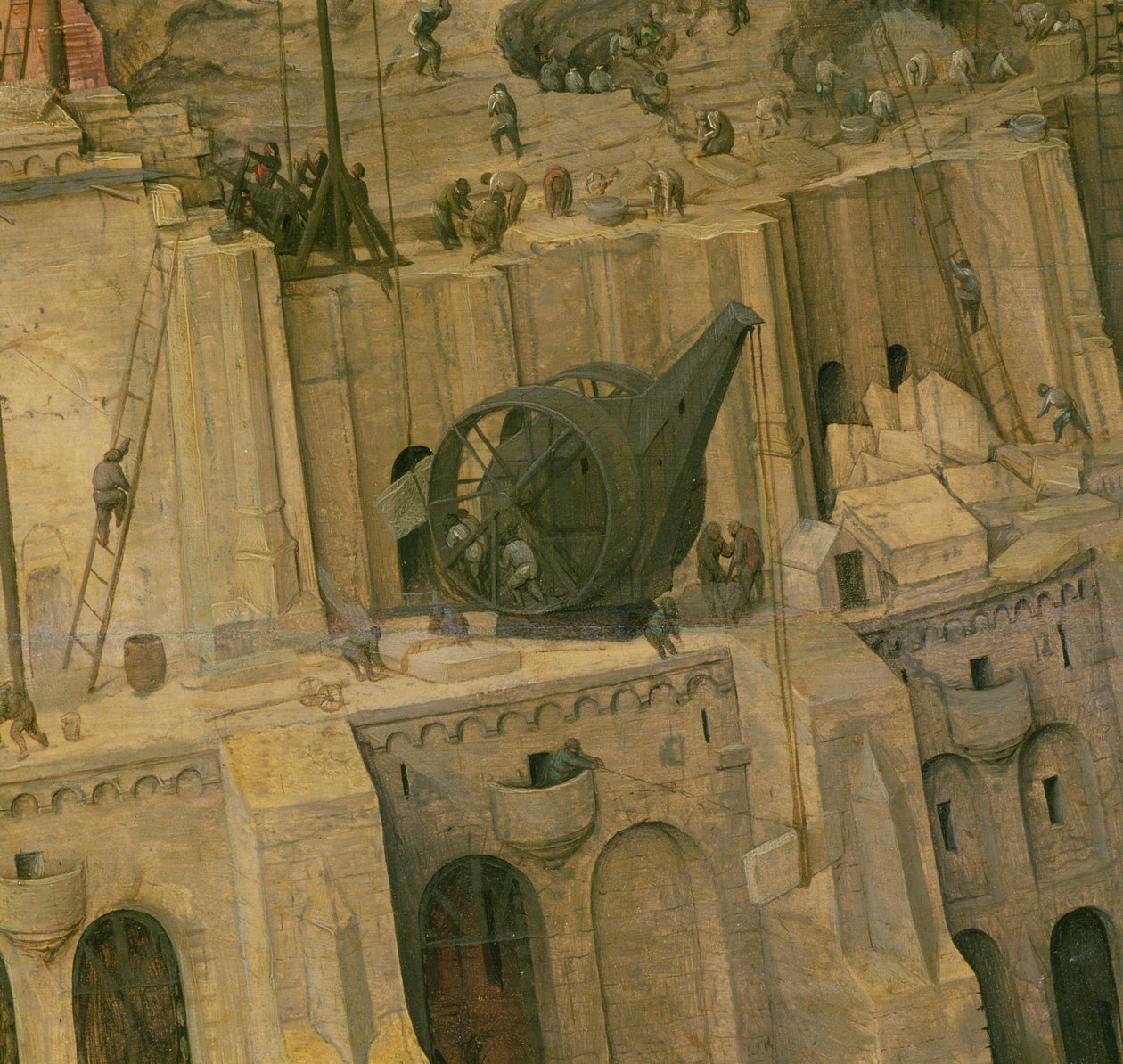 The Tower of Babel, detalj av byggearbeid, 1563 (detalj av 345) av Pieter Bruegel the Elder