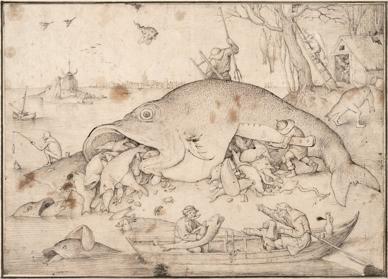 Stor fisk spiser liten fisk, 1556 av Pieter Bruegel the Elder