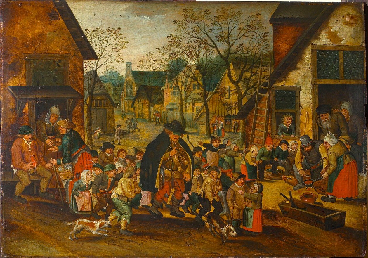 The Blind Hurdy-Gurdy Player, ca. 1610. av Pieter Brueghel the Younger