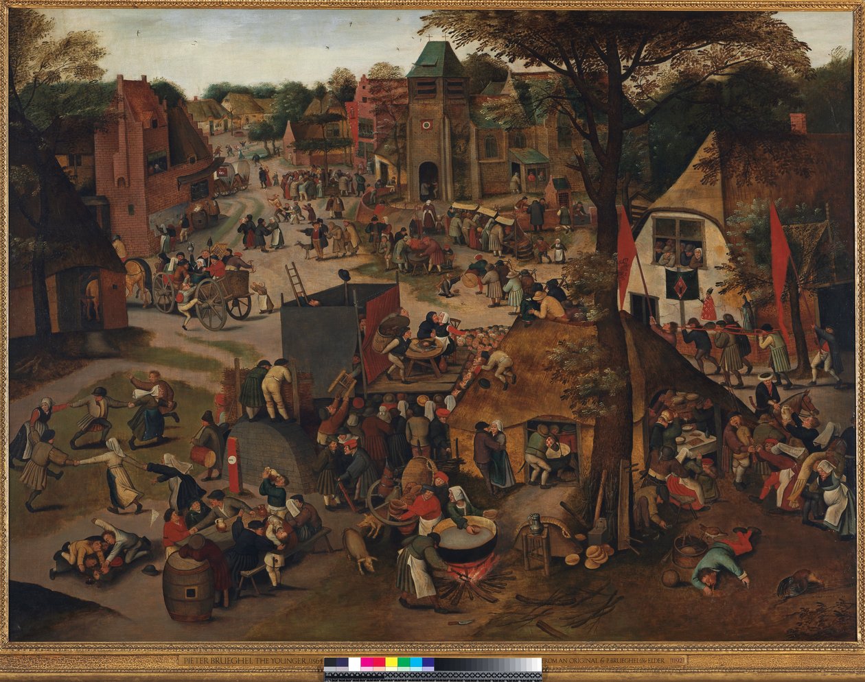 Landsbyfestival til ære for St. Hubert og St. Anthony, 1632 av Pieter Brueghel the Younger