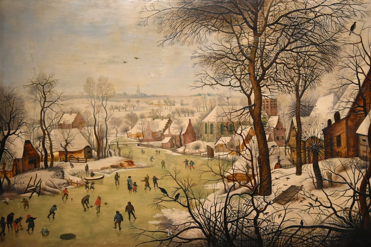 Vinterlandskap med en fuglefelle av Pieter Brueghel the Younger