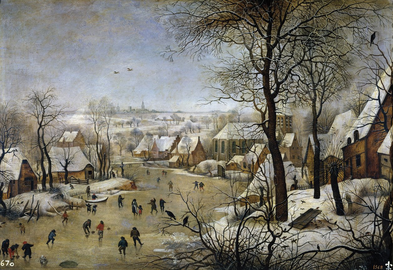 Vinterlandskap med en fuglefelle, ca 1601 av Pieter Brueghel the Younger