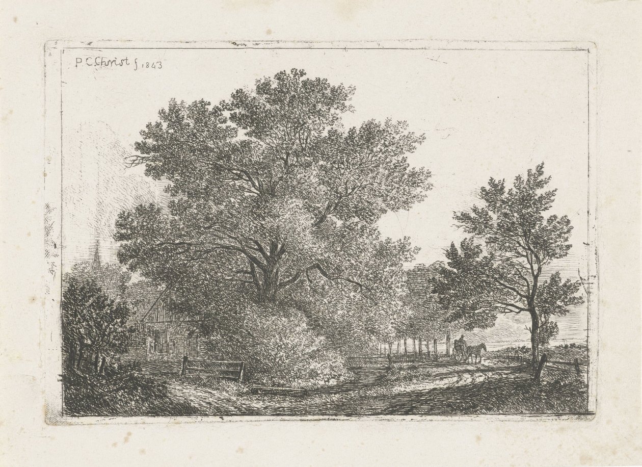 Landskap med stort tre av Pieter Casper Christ