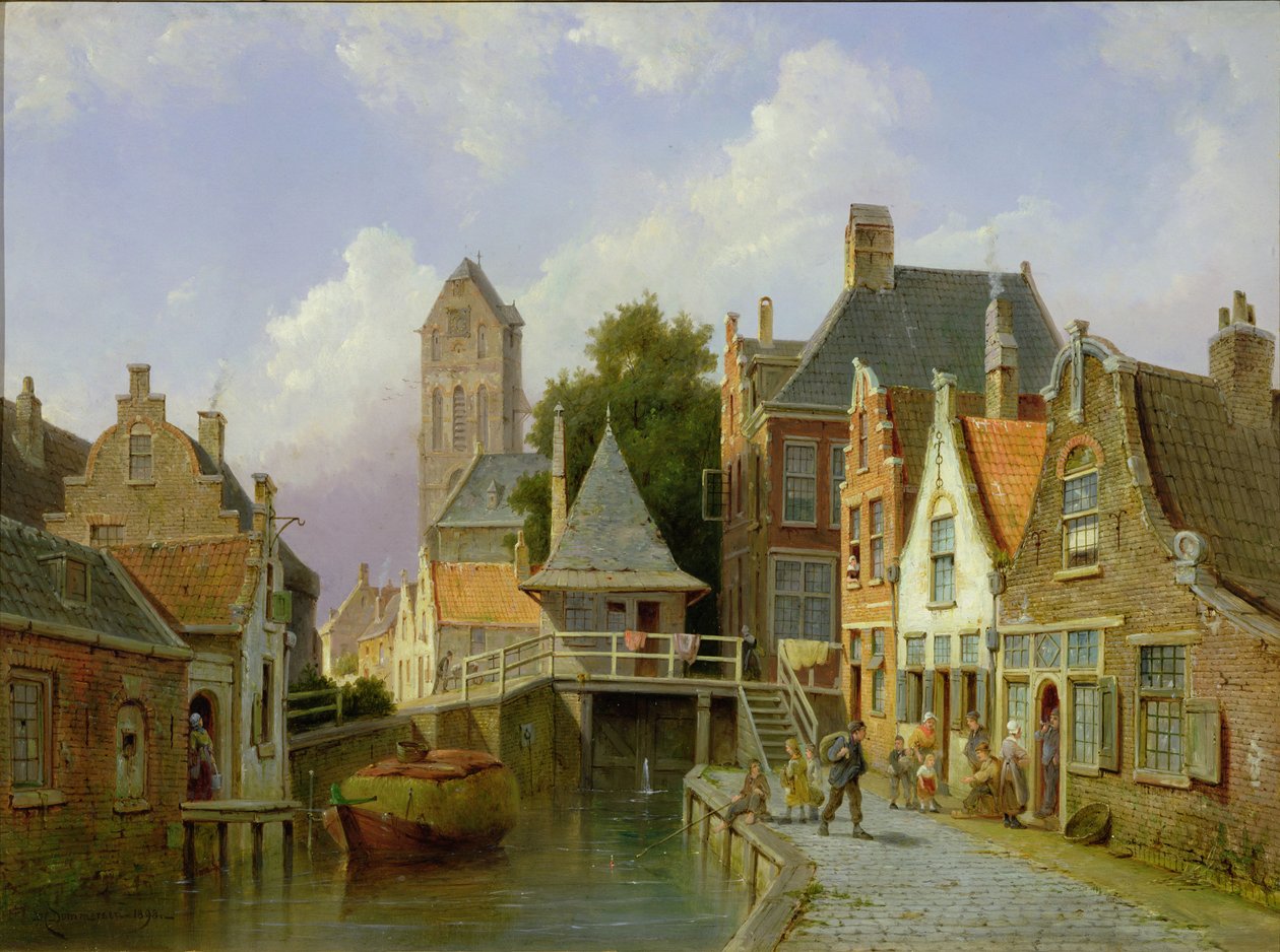 Kanalscene i Holland, 1898 av Pieter Christiaan Cornelis Dommelshuizen
