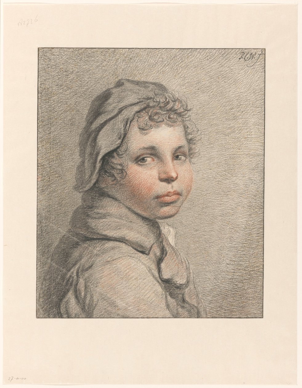 Studiehode til en gutt av Pieter Christoffel Wonder (signed by artist)