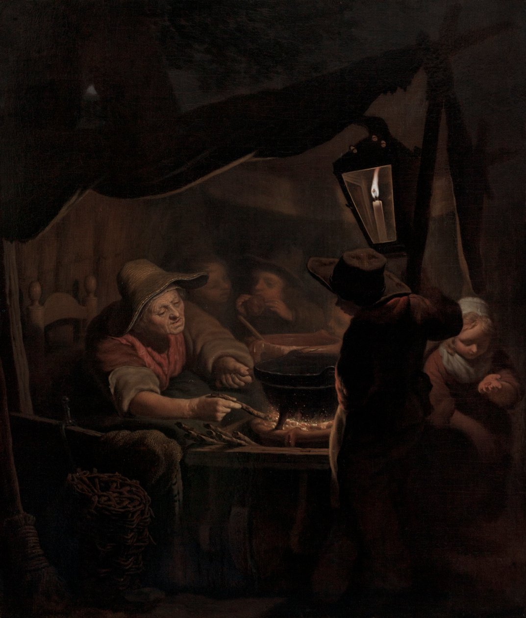 En smultringmaker med levende lys, 1815 av Pieter Christoffel Wonder