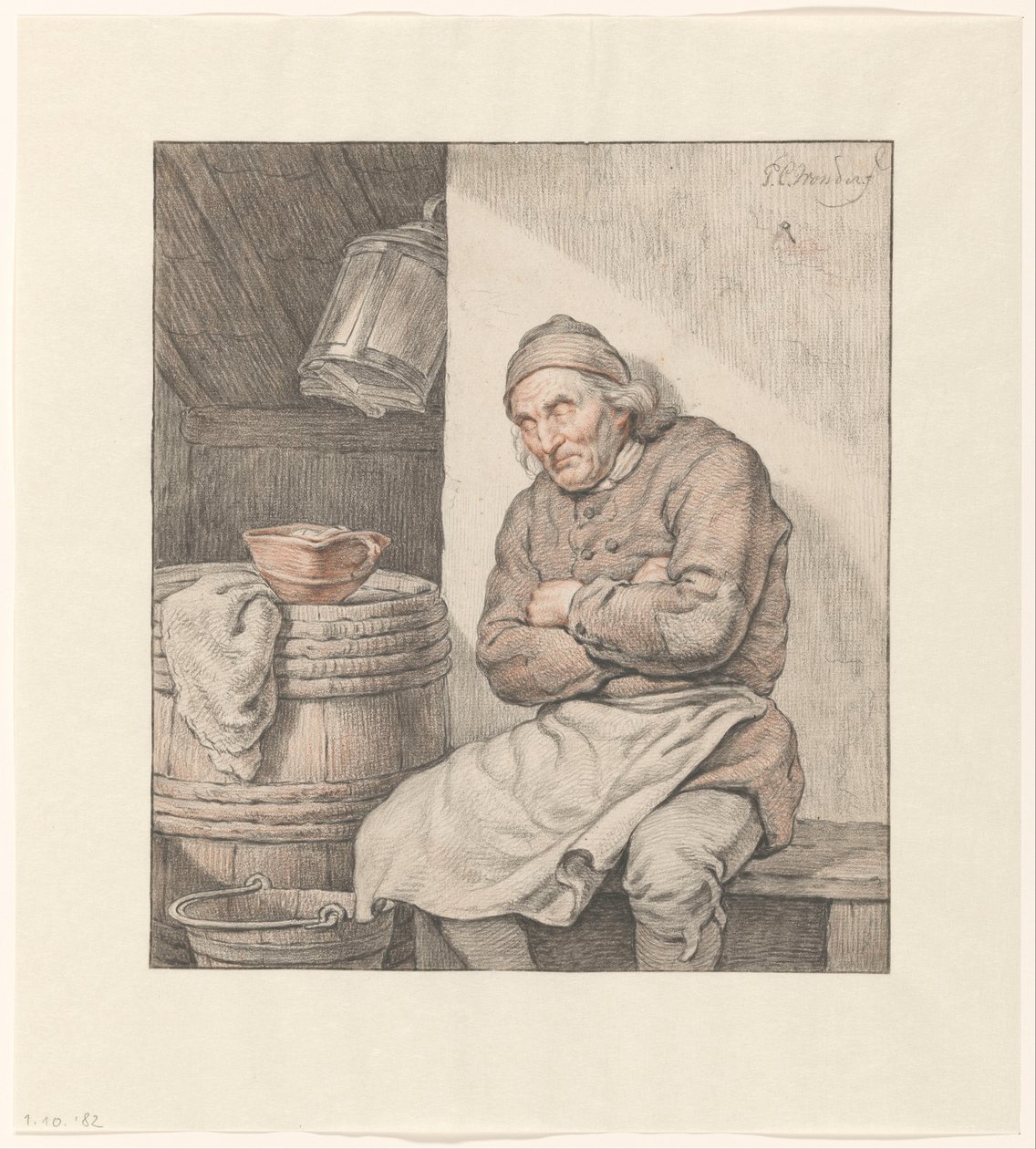 Sittende, sovende mann av Pieter Christoffel Wonder
