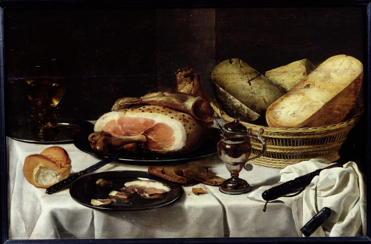 Stilleben med skinke av Pieter Claesz