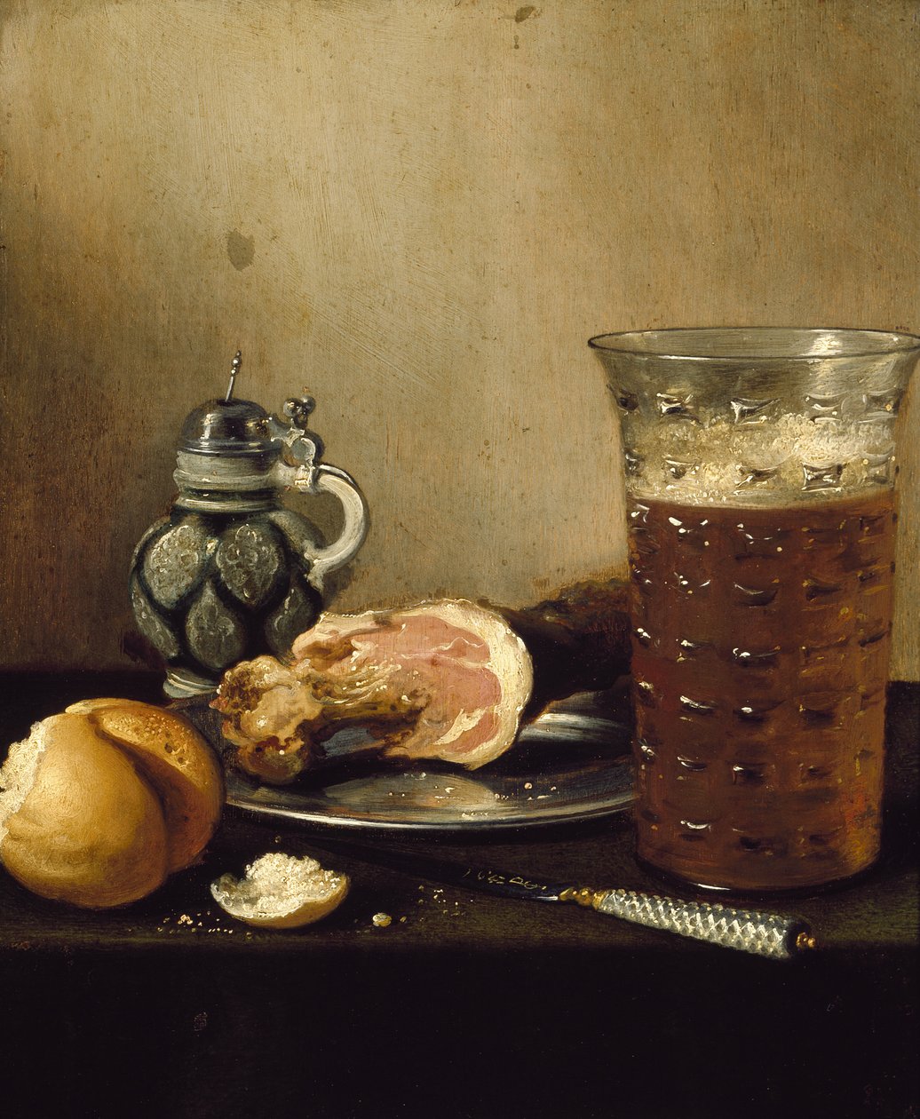 Stilleben med en skinke, 1600-tallet av Pieter Claesz