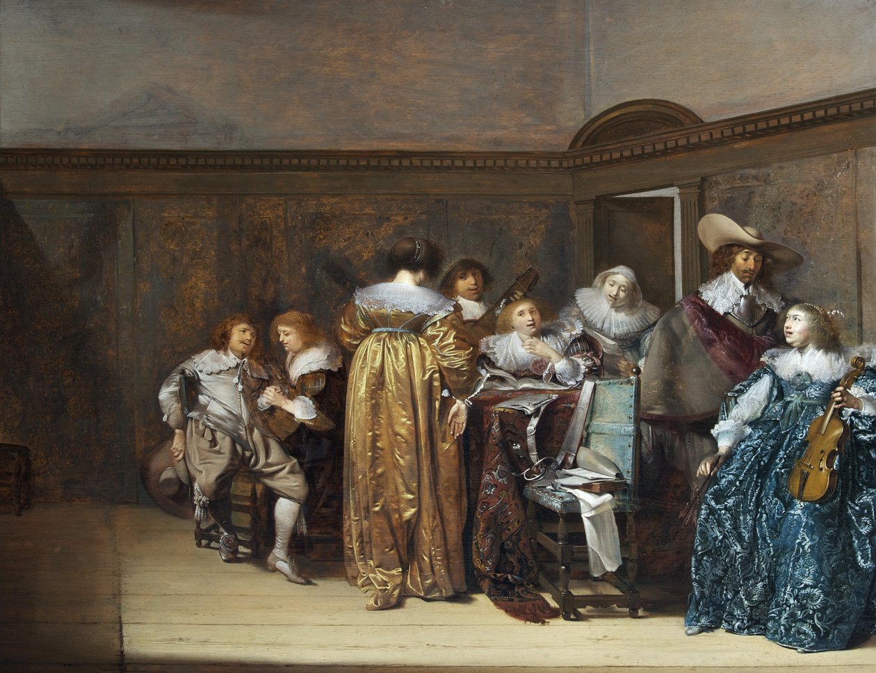 Dutch Cavaliers og deres damer som lager musikk av Pieter Codde