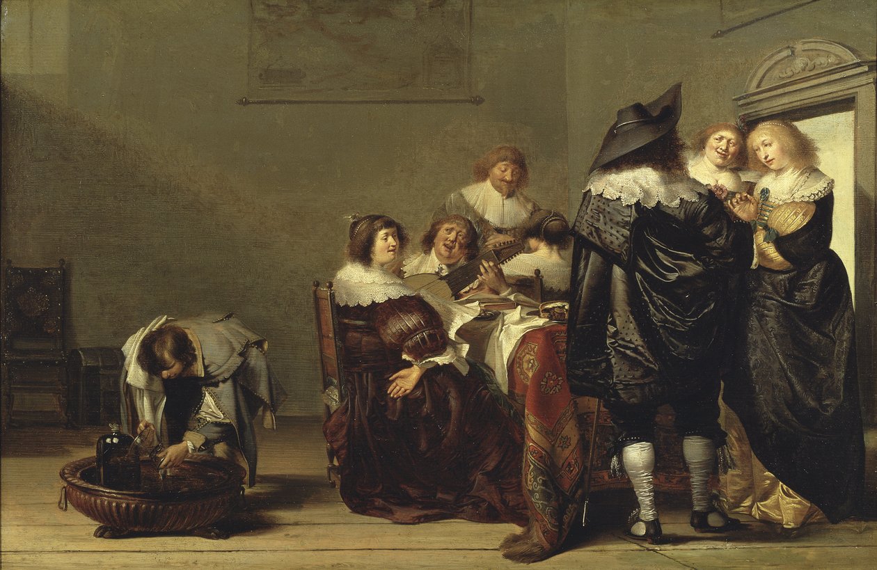 Une fete musicale - A Musical Party, av Codde, Pieter (1599-1678). Olje på tre. Mål: 35,5x52,5 cm. Nationalmuseum Stockholm av Pieter Codde