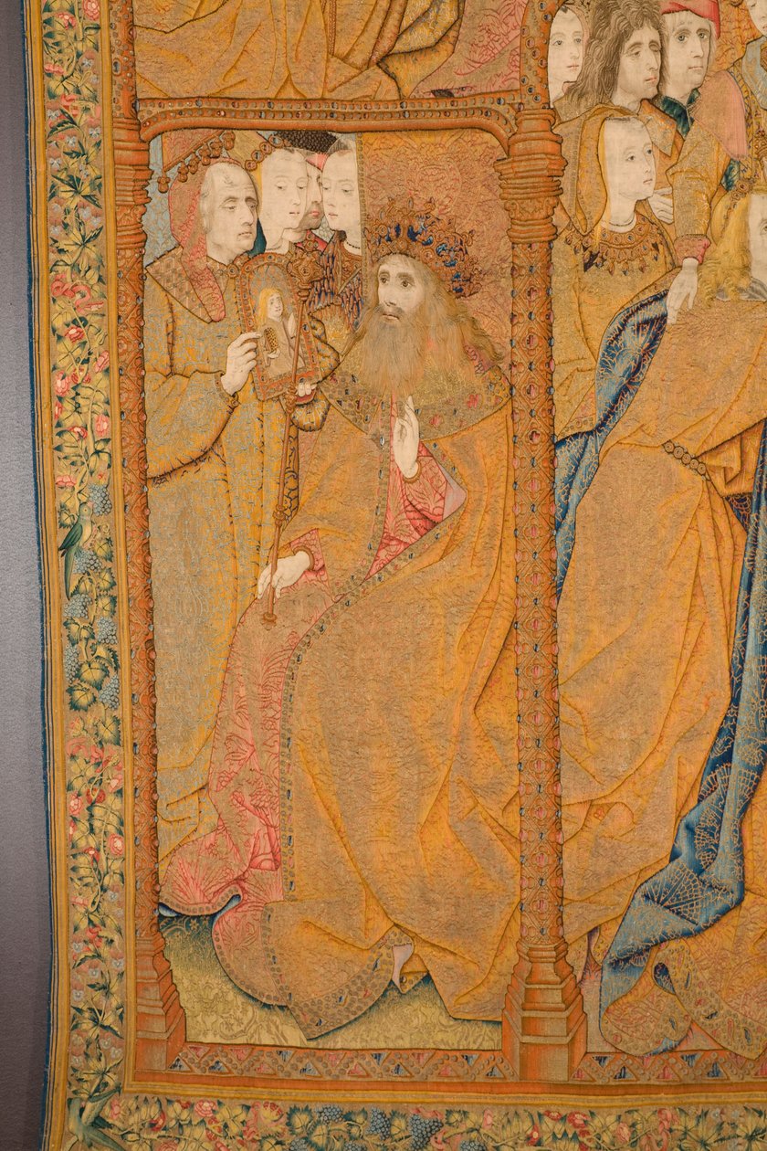 flamsk billedvev. Kunngjøring. Detalj, ca. 1502-04 (gull, sølv, silke og ull) av Pieter Coecke van Aelst